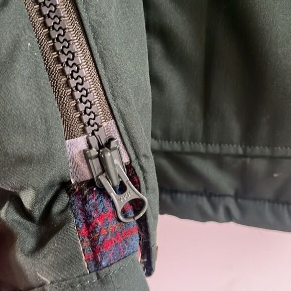 Woolrich Vintage Coyote Fur Trim Parka Green Plaid Lined Coat XL - Picture 10 of 16